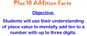 Preview of Mental Math: Plus 10 Addition Facts