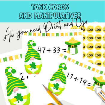 Preview of STAAR Mental Math Adding 2 digit numbers Practice Finding 10 Saint Patrick's Day