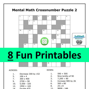 Mental Math Puzzles Worksheets 5Th And 6Th Grade Math Center Activities
