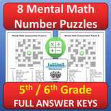 Mental Math Puzzles Worksheets 5th and 6th Grade NO PREP P