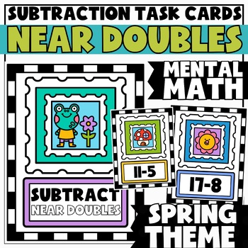 Preview of Mental Math Subtraction Task Cards {Near Doubles} within 40