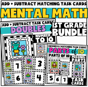 Preview of Mental Math Assessments + Task Cards for 1st-2nd Grade MEGA BUNDLE