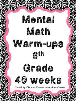 Preview of Mental Math Warm-ups 6th Grade