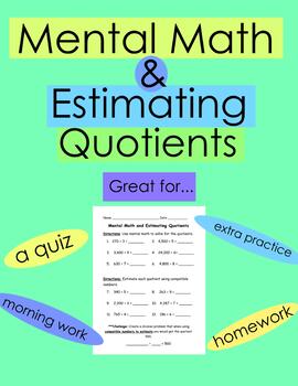 Preview of Mental Math and Estimating Quotients Quiz/Worksheet