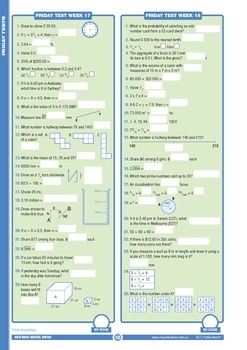 mental maths workbook year 7 australian curriculum aligned tpt