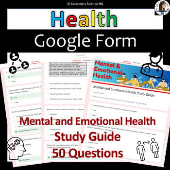 Preview of Mental and Emotional Health Study Guide| Google Form
