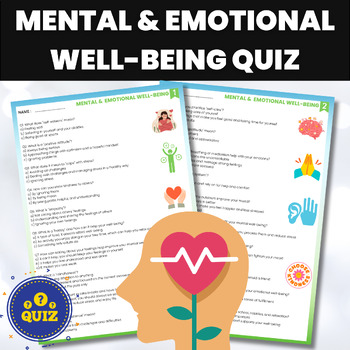 Preview of Mental and Emotional Wellbeing Quiz | Health and Wellness Quiz