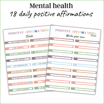 Mental health affirmations stick, positive affirmations, Mental health