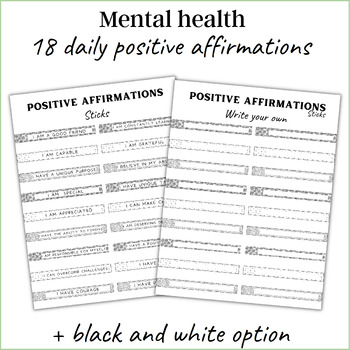 Mental health affirmations stick, positive affirmations, Mental health