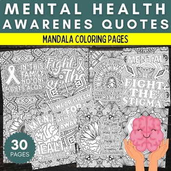 Preview of Mental health awareness Month Quotes Mandala Coloring Pages - Fun May Activities
