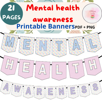 Preview of Mental health awareness  Banner ! Classroom Decor Bulletin Board Banner