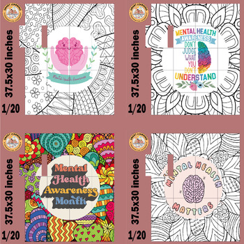Preview of Mental health awareness Month Coloring Pages Activities  Bundle