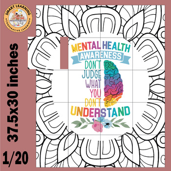 Preview of Mental health awareness Month Coloring Pages Activities Collaborative poster