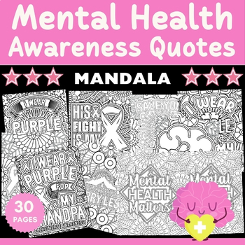 Preview of Mental health awareness Month Quotes Mandala Coloring Pages | Fun May Activities