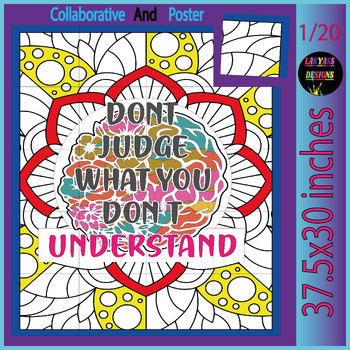 Preview of Mental health awareness, Quote Collaborative Coloring Bulletin Board Poster