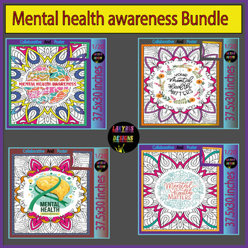 Preview of Mental health awareness Zantangle Collaborative Poster Bulletin Board Bundle