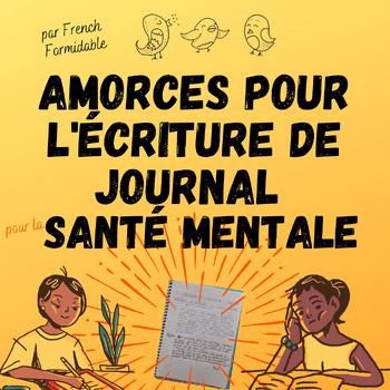 Preview of Mental health focused Writing journal Prompts for Grade 6 7 & 8 French Immersion