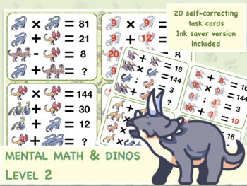 Preview of Mental math & dinosaurs - Level 2