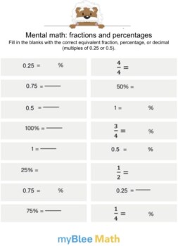 mental percent worksheets teaching resources tpt