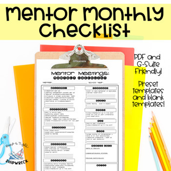 Preview of Mentor Meeting Monthly Checklist PDF, G-Suite, and EDITABLE