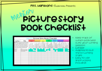 Preview of Mentor Picture Story Book Checklist