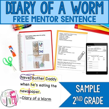 Preview of Free Mentor Sentence & Interactive Activity for Diary of a Worm (2nd Grade)