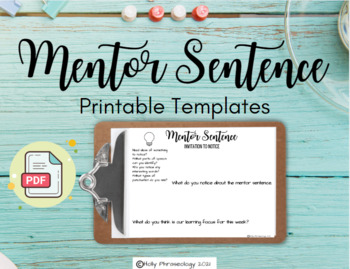 Preview of Mentor Sentence Templates (PDF & EASEL)