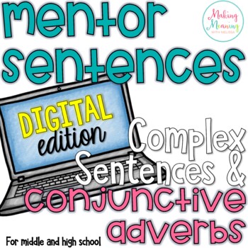 Preview of Mentor Sentences - Complex Sentences and Conjunctive Adverbs -  PAPERLESS