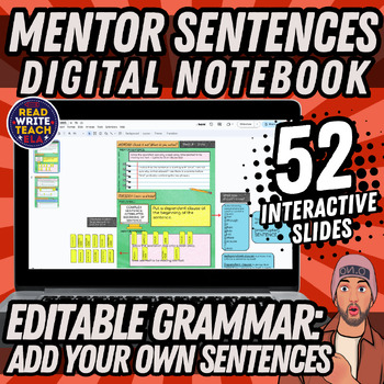 Preview of Mentor Sentences DIGITAL Interactive Notebook: Paperless Google Slides