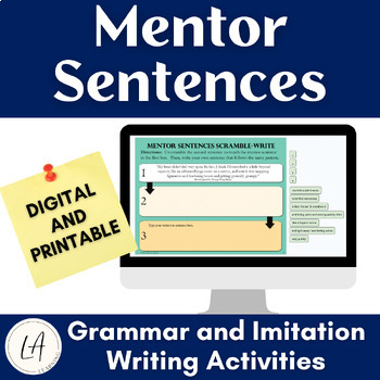 Preview of Mentor Sentences Digital Grammar Lessons Sentence Structure Activities