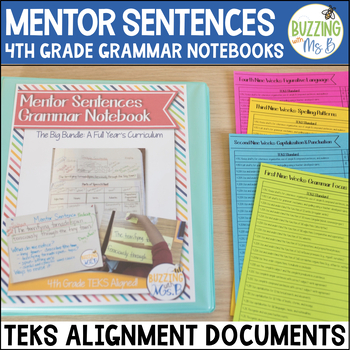 Preview of Mentor Sentences Grammar Notebook - NEW TEKS and Texas Writing Test Alignment