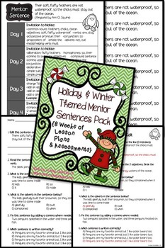 Preview of Mentor Sentences Holiday/Winter 3rd, 4th, 5th grade {Lesson Plans & Assessments}