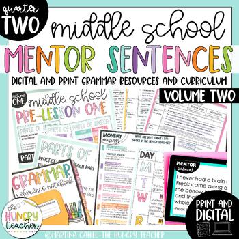 Preview of Mentor Sentences Middle School Grammar Lessons Activities 6th 7th 8th | Q2 V2