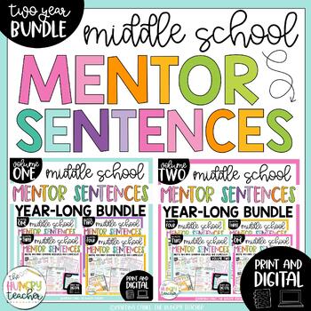 Preview of Mentor Sentences Middle School Grammar Lessons Activities | Two Volume Bundle