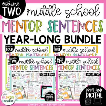 Preview of Mentor Sentences Middle School Grammar Lessons Activities | Volume 2 Bundle