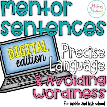 Preview of Mentor Sentences - Precise Language & Reducing Wordiness-  PAPERLESS