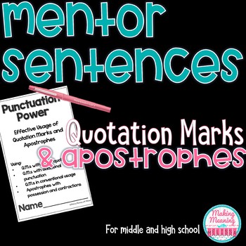 Preview of Mentor Sentences - Quotation Marks, Apostrophes - Middle-High School