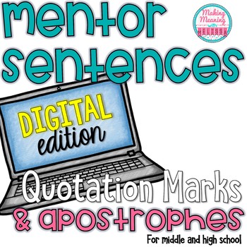 Preview of Mentor Sentences - Quotation Marks and Apostrophes -Secondary - PAPERLESS