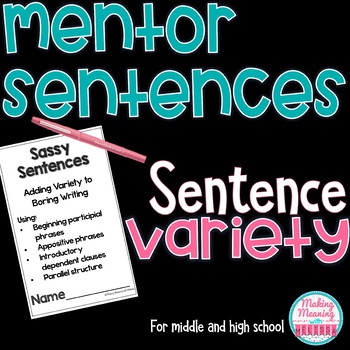 Preview of Mentor Sentences - Sentence Variety for Middle and High School