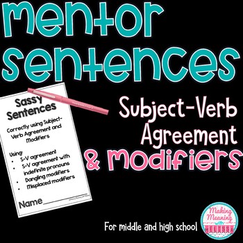 Preview of Mentor Sentences - Subject-Verb Agreement - Middle-High School