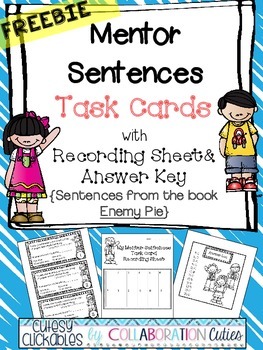 Preview of Mentor Sentences Task Cards FREEBIE {Enemy Pie}