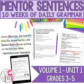 Preview of Mentor Sentences Unit: Daily Grammar Vol 1, First 10 Weeks (Grades 3-5)