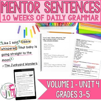Preview of Mentor Sentences Unit: Daily Grammar Vol 1, Fourth 10 Weeks (Grades 3-5)
