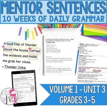 Preview of Mentor Sentences Unit: Daily Grammar Vol 1, Third 10 Weeks (Grades 3-5)