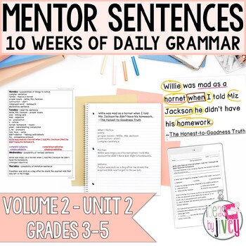 Preview of Mentor Sentences Unit: Daily Grammar Vol 2, Second 10 Weeks (Grades 3-5)