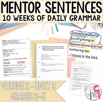 Preview of Mentor Sentences Unit: Daily Grammar Vol 2, Third 10 Weeks (Grades 3-5)