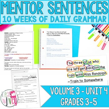Preview of Mentor Sentences Unit: Daily Grammar Vol 3, Fourth 10 Weeks (Grades 3-5)