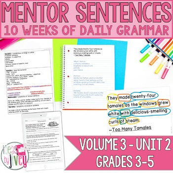 Preview of Mentor Sentences Unit: Daily Grammar Vol 3, Second 10 Weeks (Grades 3-5)