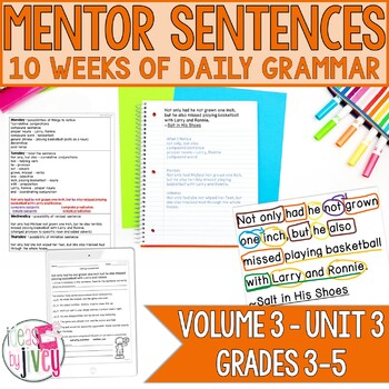 Preview of Mentor Sentences Unit: Daily Grammar Vol 3, Third 10 Weeks (Grades 3-5)