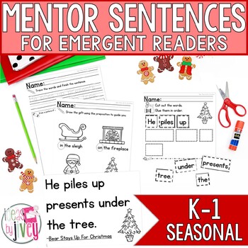 Preview of Mentor Sentences Unit: Ten Weeks of SEASONAL Lessons for Emergent Readers (K-1)